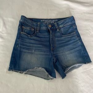 American Eagle high rise shortie denim shorts